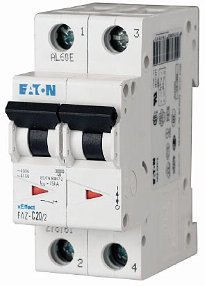 FAZ-B10/2 UL 1077 DIN Rail Supplementary Protectors - B Curve (3–5X In Current Rating) — Designed for Resistive or Slightly Inductive Loads