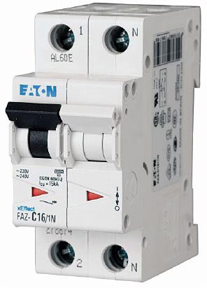 Eaton FAZ-B1/1N UL 1077 DIN Rail Supplementary Protectors - B Curve (3–5X In Current Rating) — Designed for Resistive or Slightly Inductive Loads