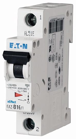 Eaton FAZ-C1/1-SP UL 1077 DIN Rail Supplementary Protectors - C curve (5–10X In current rating) — Designed for Resistive or Slightly Inductive Loads
