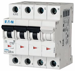 Eaton FAZ-K0.5/3N UL 1077 DIN Rail Supplementary Protectors - B Curve (3–5X In Current Rating) — Designed for Resistive or Slightly Inductive Loads