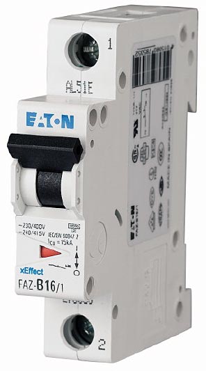 Eaton FAZ-Z0.5/1 UL 1077 DIN Rail Supplementary Protectors - B Curve (3–5X In Current Rating) — Designed for Resistive or Slightly Inductive Loads