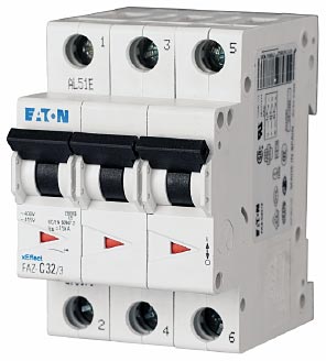 Eaton FAZ-Z32/3 UL 1077 DIN Rail Supplementary Protectors - B Curve (3–5X In Current Rating) — Designed for Resistive or Slightly Inductive Loads