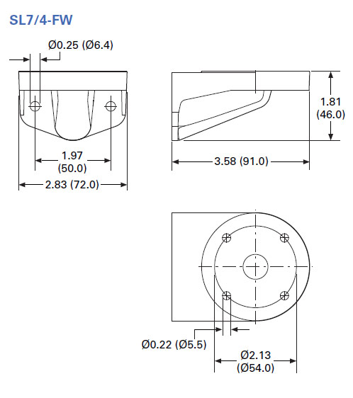 SL7 and SL4 Series Mounting Bracket Dimensions