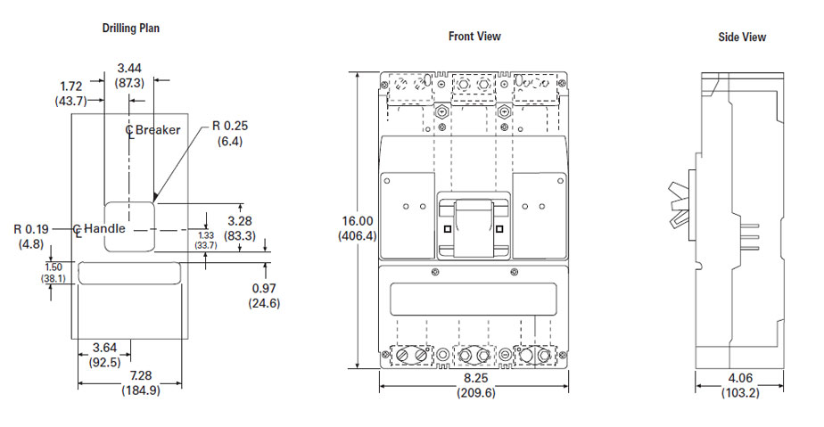 Eaton MDL3800F Dimensions