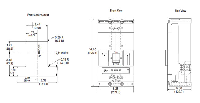 Eaton CHND3800T52W Dimensions