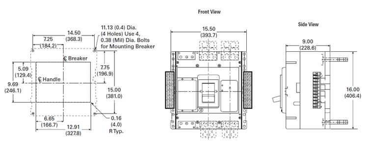 Eaton CRDC320T92W Dimensions