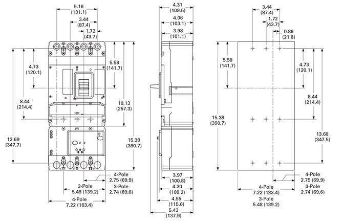 Eaton ELLBE4400W Dimensions