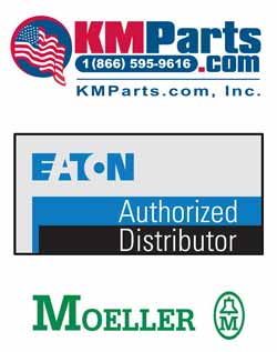 KMParts.com Logo, Eaton Authorized Dealer Logo, Moeller Logo